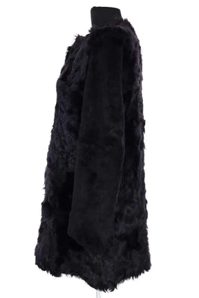 Manteau Maje Noir en Fourrure