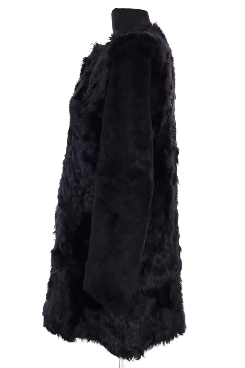 Manteau Maje Noir en Fourrure