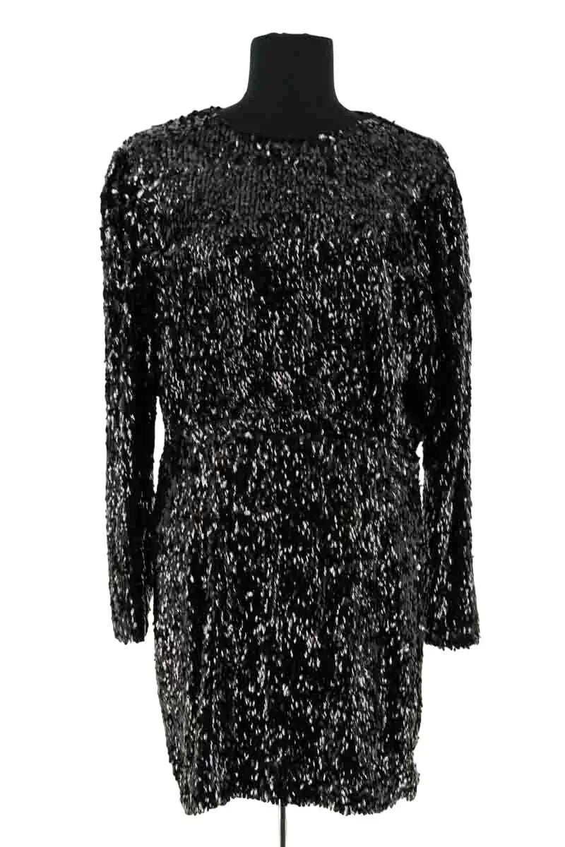 Robe à sequins Des Petits Hauts Noir en Synthétique, taille XS - Seconde Main