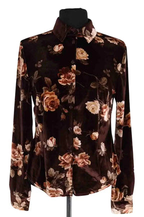 Chemise Rouje Marron en Velours, taille S - Seconde Main