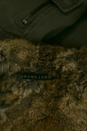 Manteau Berenice Kaki en Fourrure