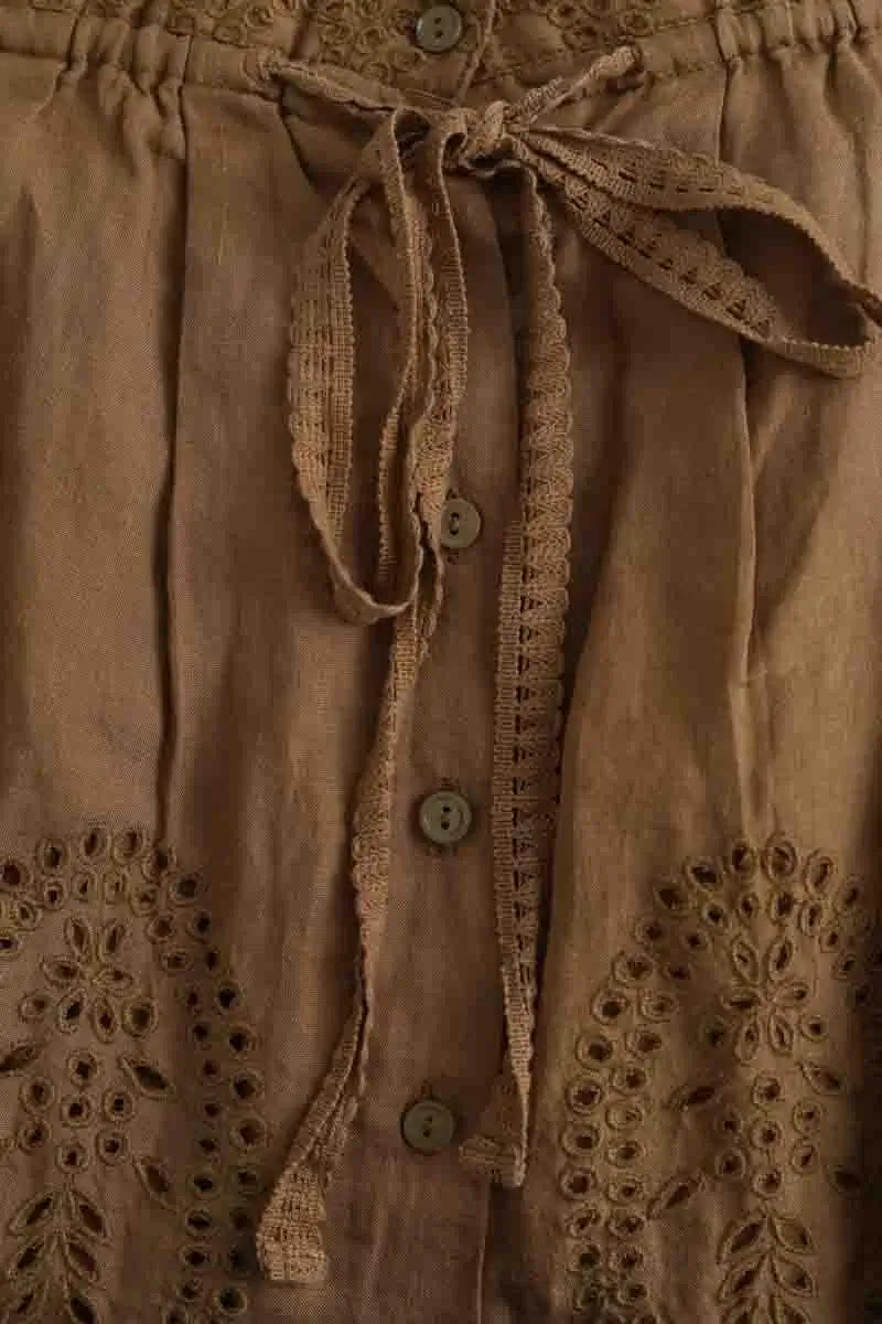 Jupe Sandro Camel en Lin