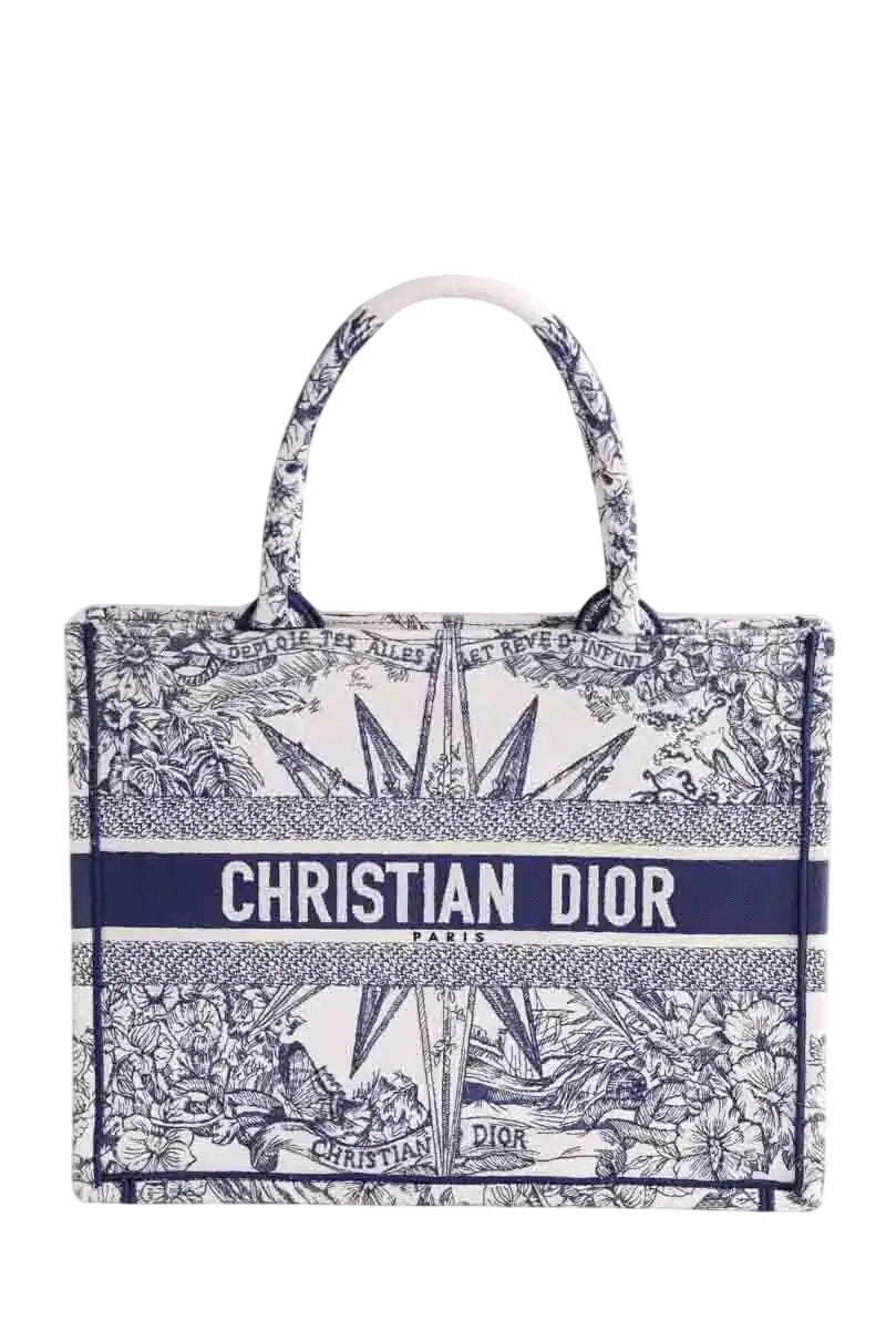 Cabas Dior Book tote medium Bleu en Tissu - Seconde Main