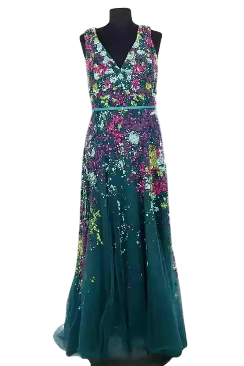 Robe Elie Saab Vert en Soie, taille XL - Seconde Main