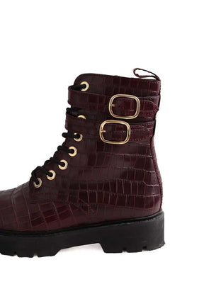 Boots à lacets Claudie Pierlot Bordeaux en Cuir