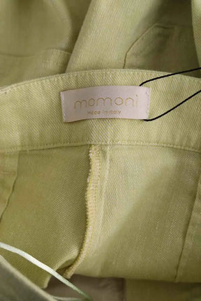 Pantalon droit Momoni Vert en Lin