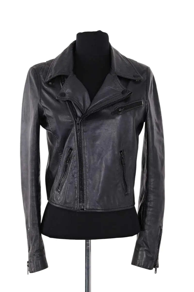 Veste Maje Noir en Cuir, taille S - Seconde Main