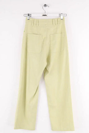 Pantalon droit Momoni Vert en Lin