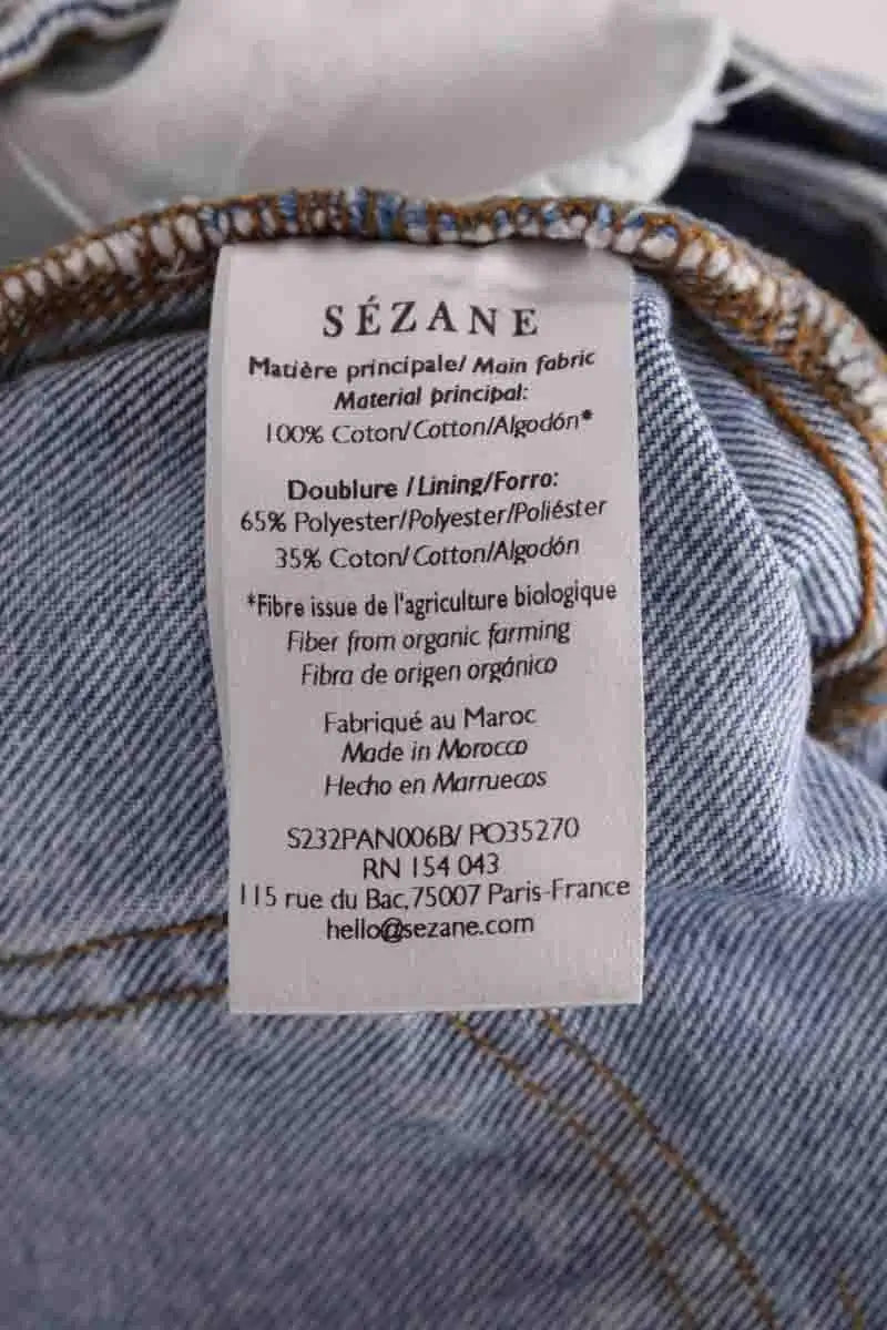 Jean large Sézane Bleu en Coton