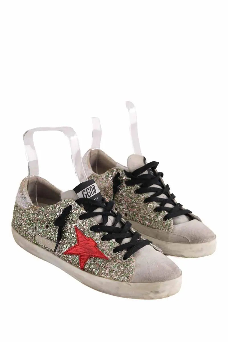 Baskets Golden Goose Superstar Gris en Paillettes