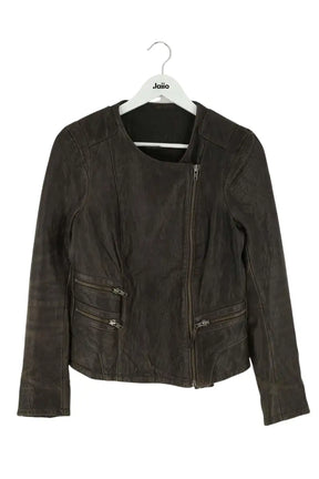 Veste Maje Noir en Cuir, taille M - Seconde Main