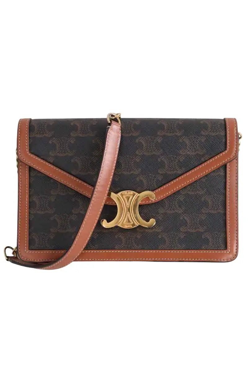 Sac à bandoulière Celine Triomphe Maillon Chain Marron en Cuir - Seconde Main