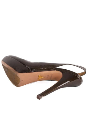 Talons Prada Kaki en Cuir verni