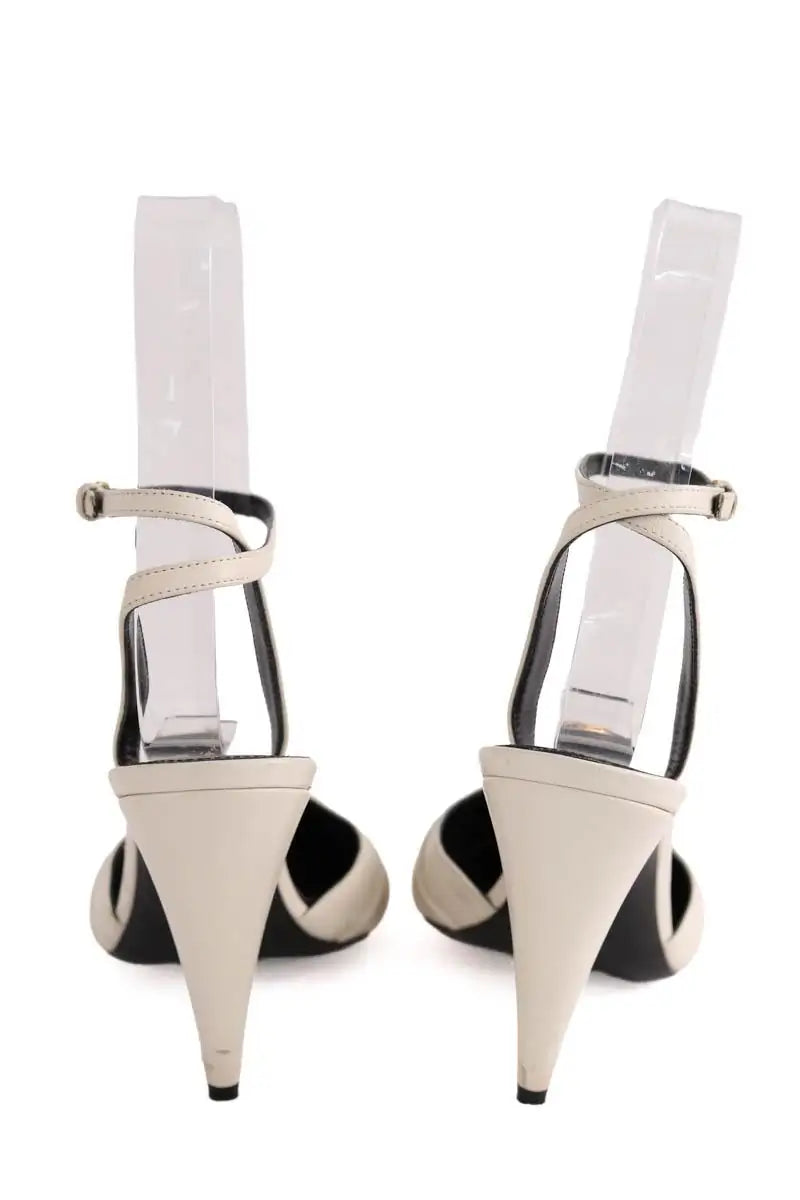 Talons Saint Laurent Ecru en Cuir