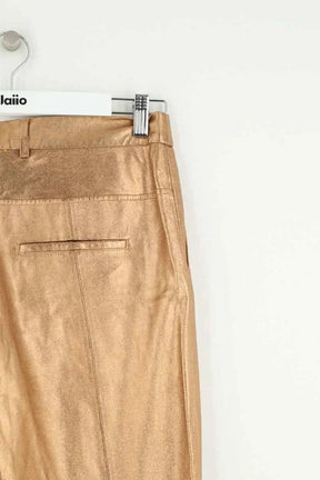 Pantalon droit Forte_Forte Doré en Cuir