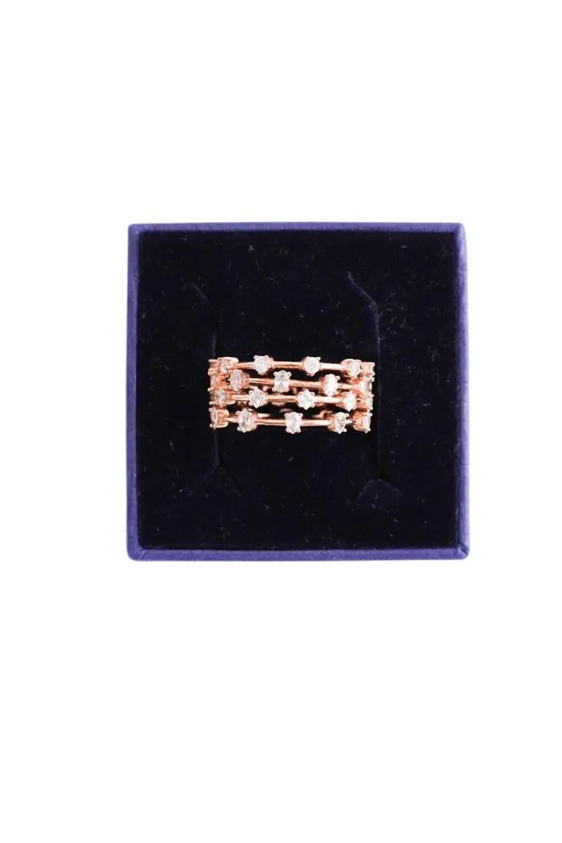 Bague 4 anneaux  Swarovski Rose en Métal, taille XXL - Seconde Main