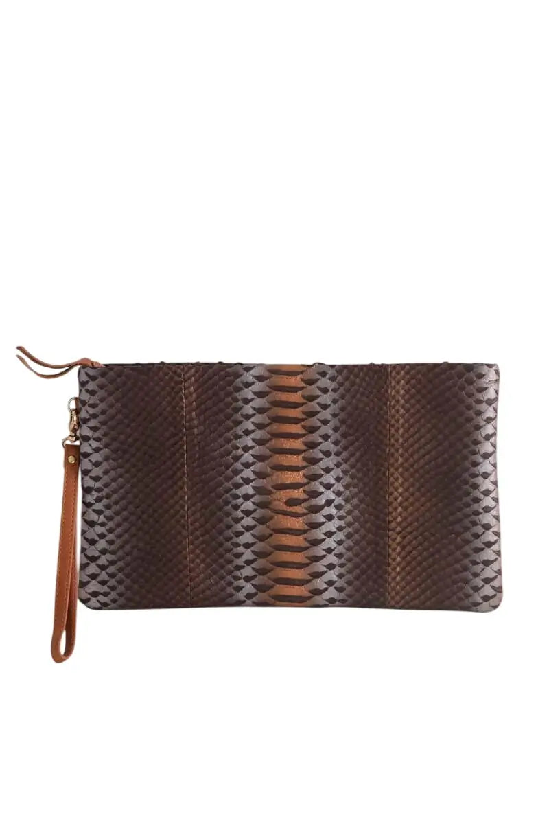 Pochette Claris Virot Marron en Cuirs exotiques - Seconde Main