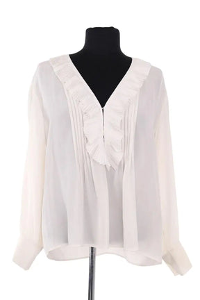 Blouse Sandro Ecru en Soie, taille S - Seconde Main