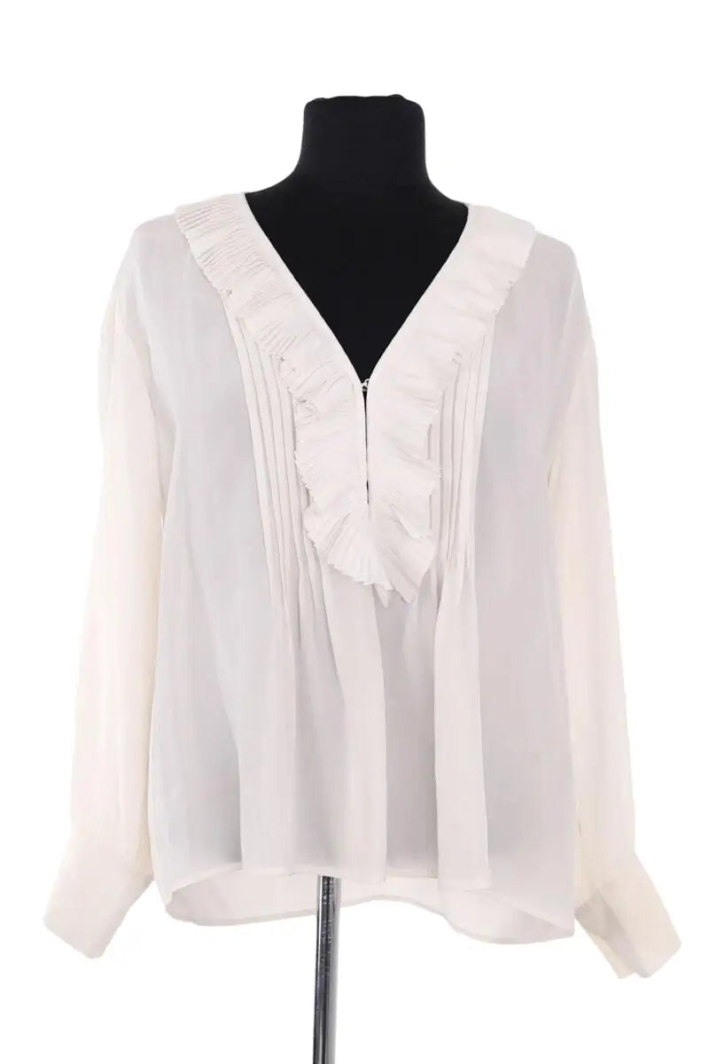 Blouse Sandro Ecru en Soie, taille S - Seconde Main