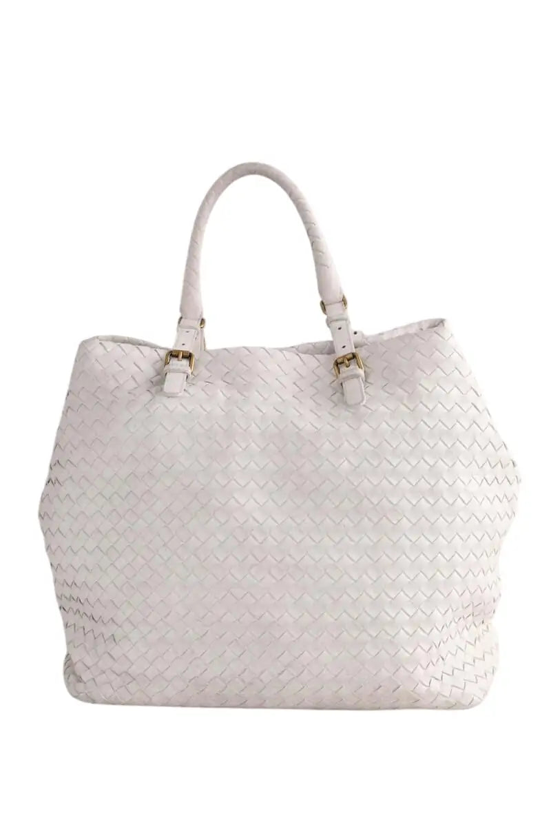 Cabas Bottega Veneta Blanc en Cuir - Seconde Main