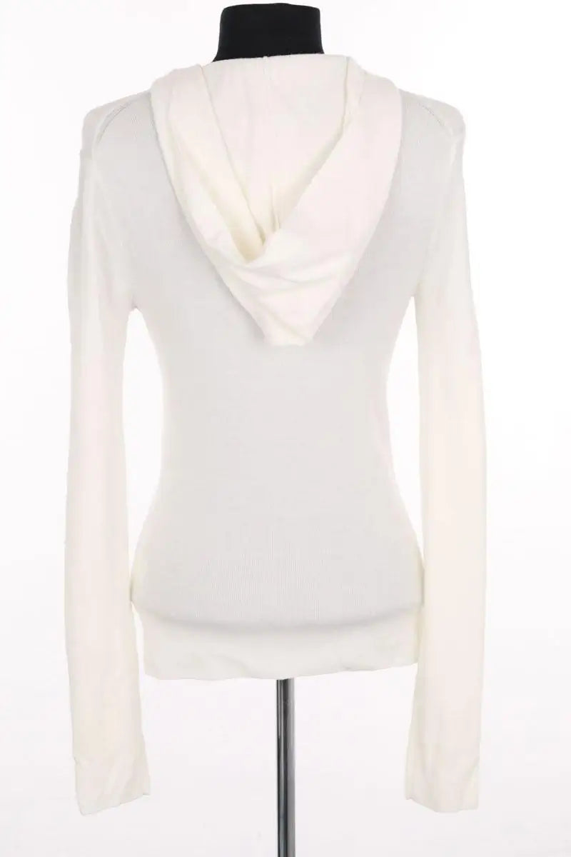 Pull ME + EM Stretch rib layering hoodie Ecru en Laine