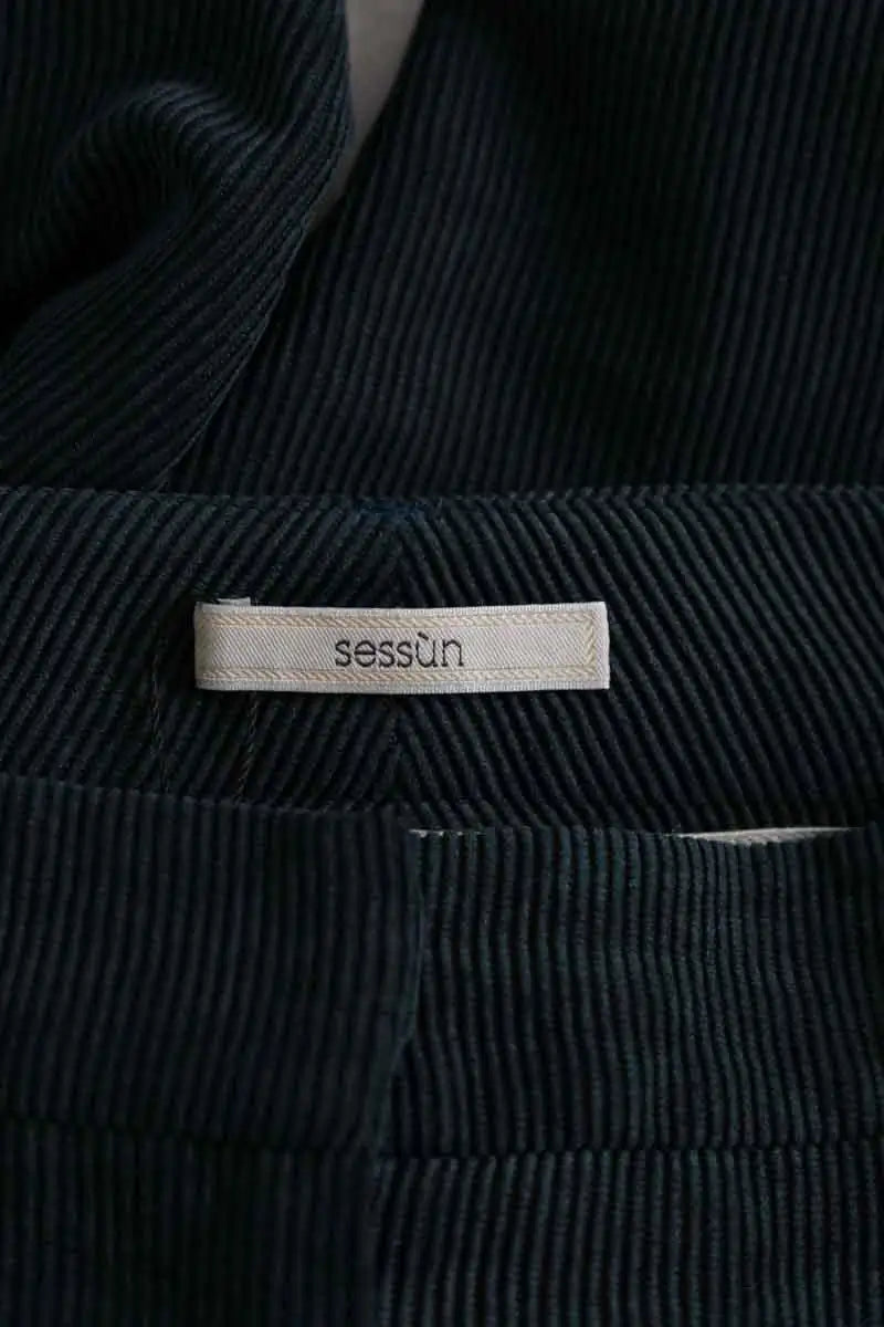 Pantalon droit Sessun Vert en Coton