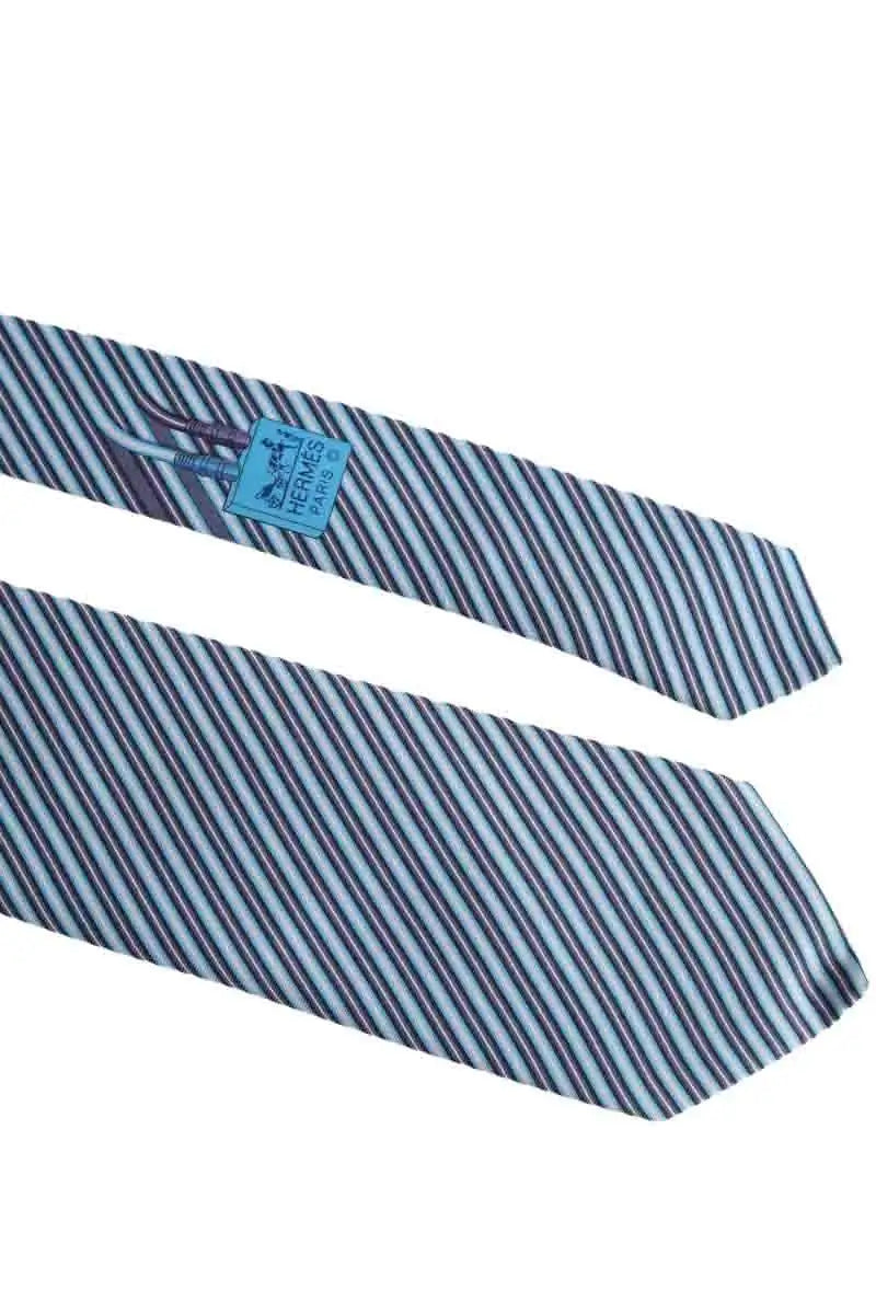 Cravate Hermès Bleu en Soie