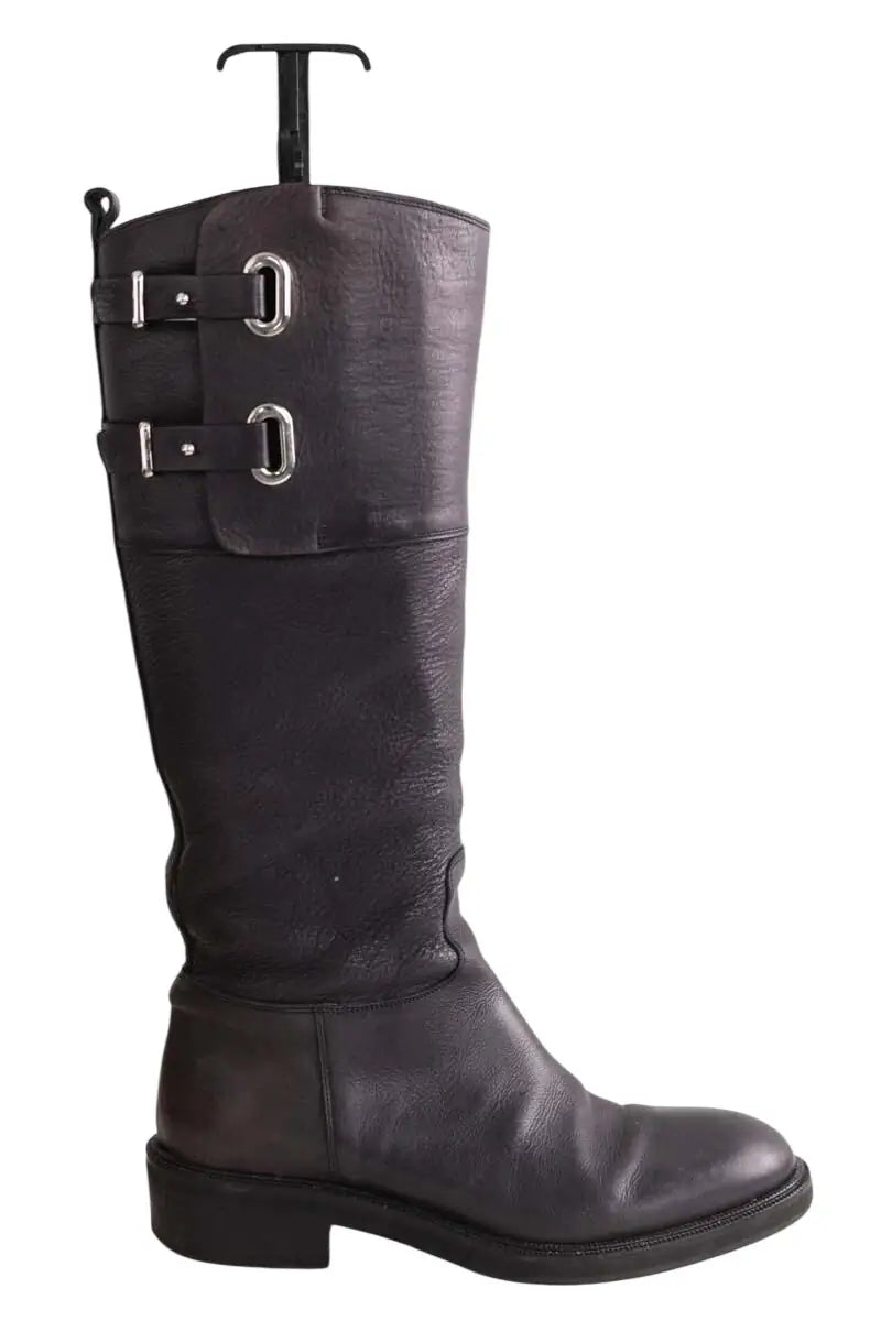 Bottes Sartore Noir en Cuir, taille 37 - Seconde Main