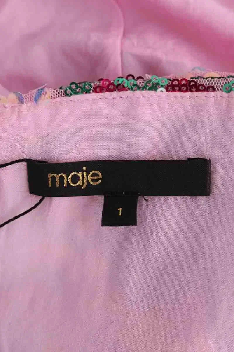 Top sans manche Maje Rose en Paillettes