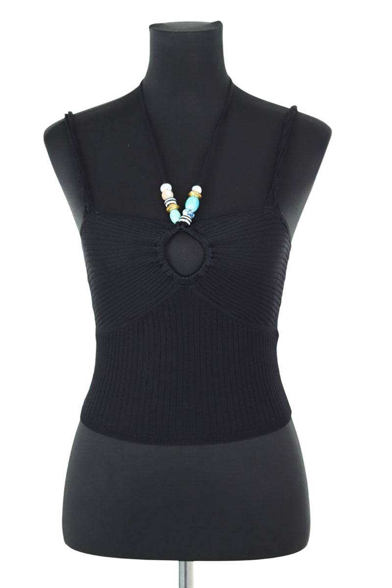 Top sans manche Tresse  Noir