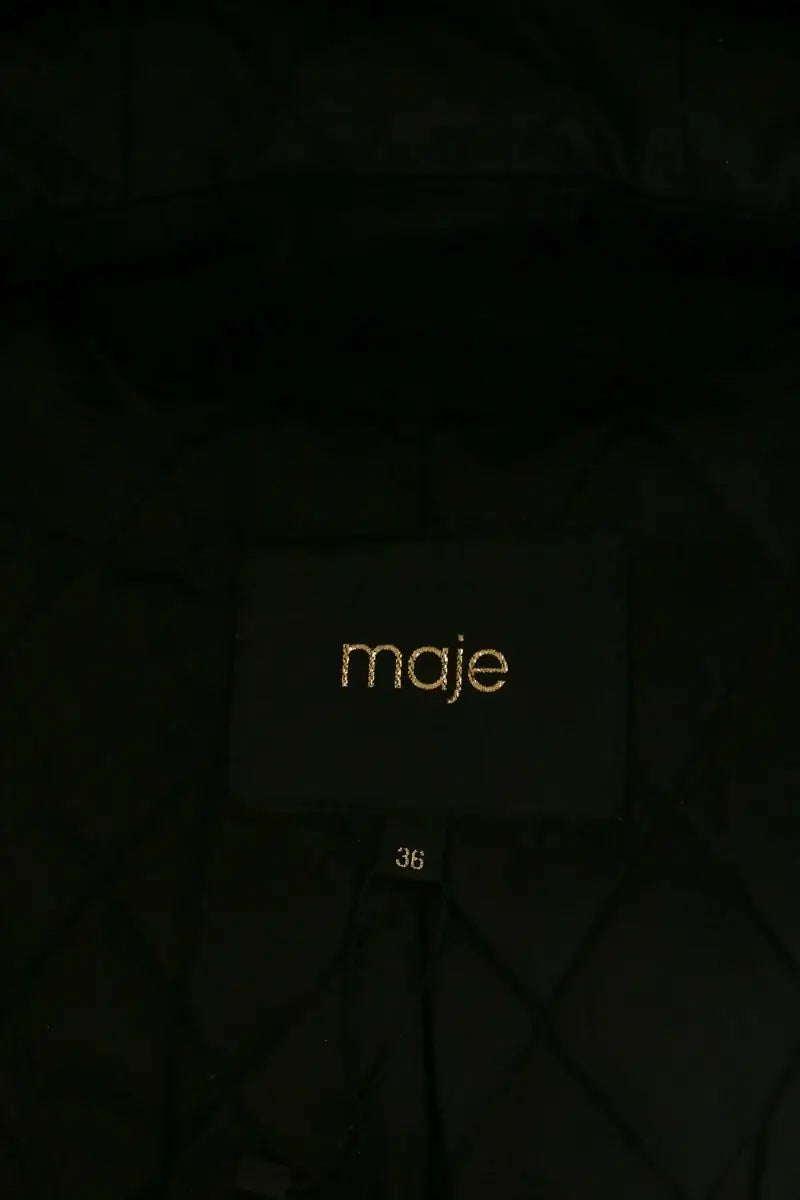 Manteau Maje Noir en Fourrure