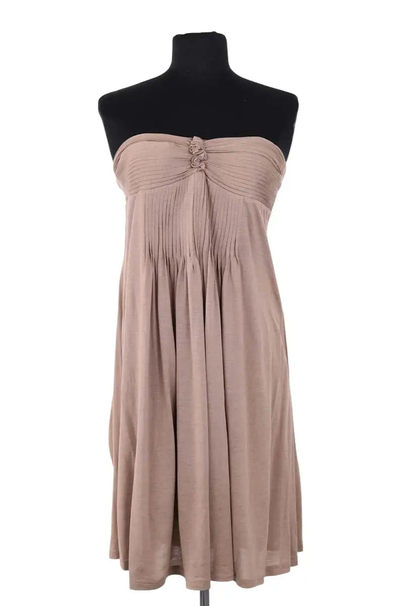 Robe Maje Beige en Soie, taille XS - Seconde Main