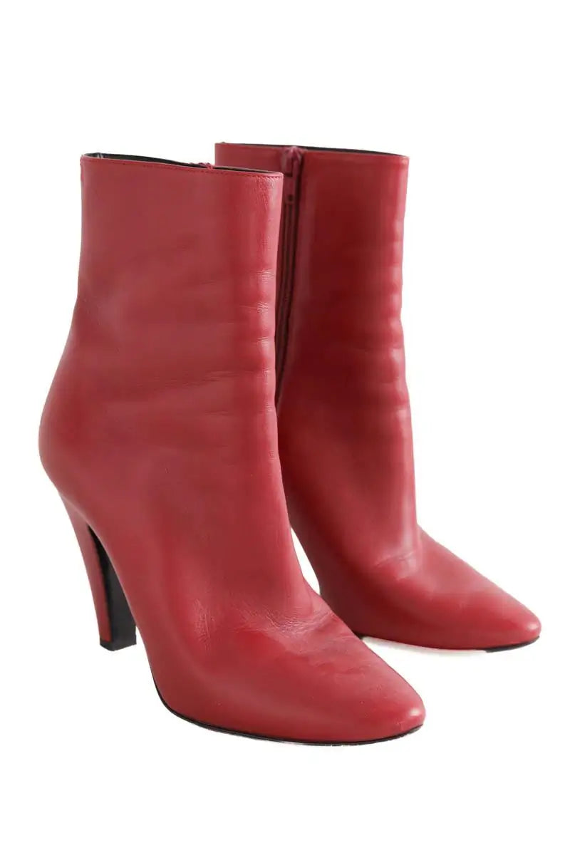 Boots Saint Laurent Bordeaux en Cuir