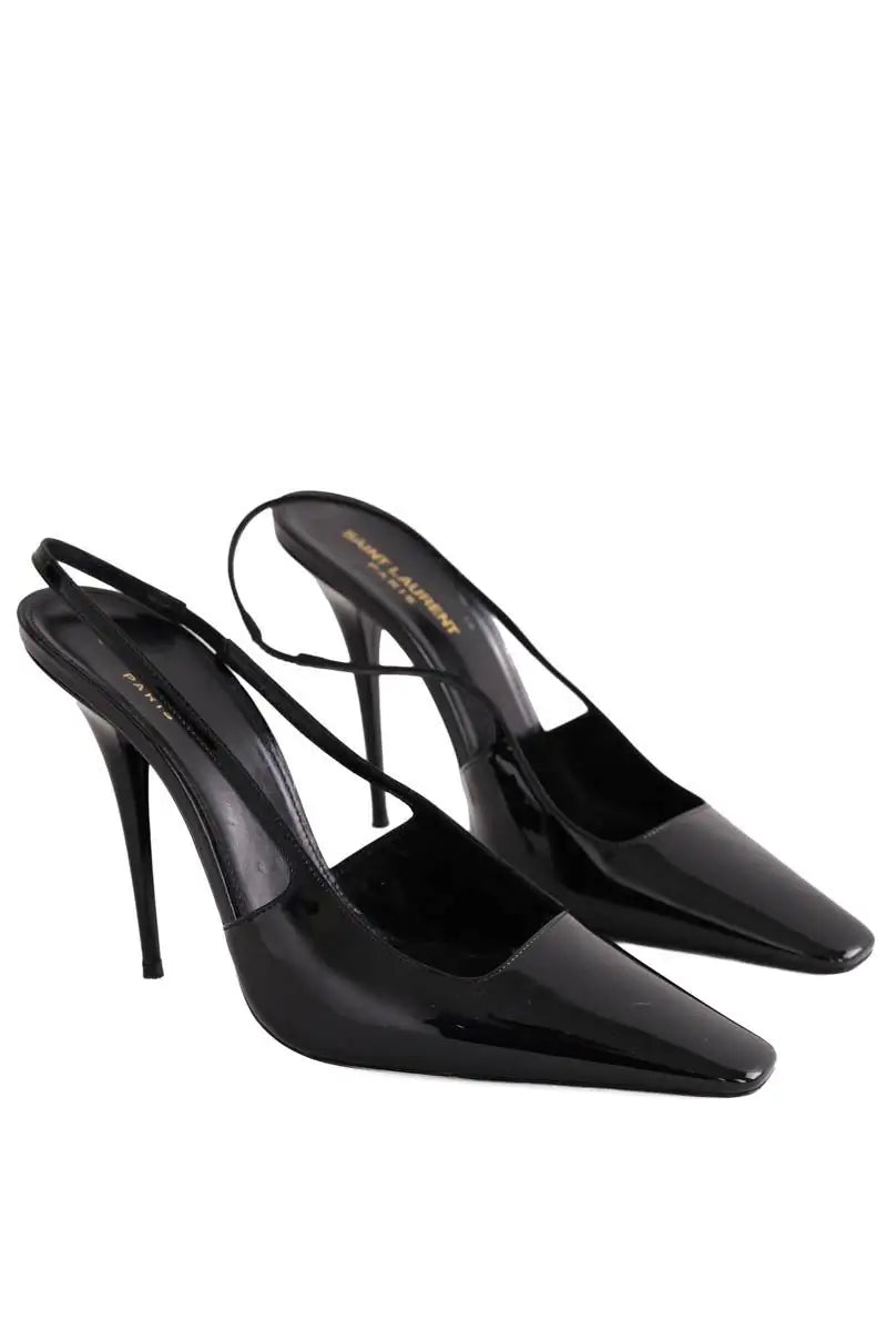 Talons Saint Laurent Noir en Cuir verni