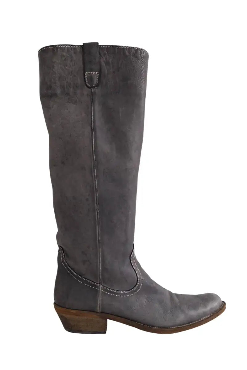 Bottes Boss Gris en Cuir, taille 37 - Seconde Main