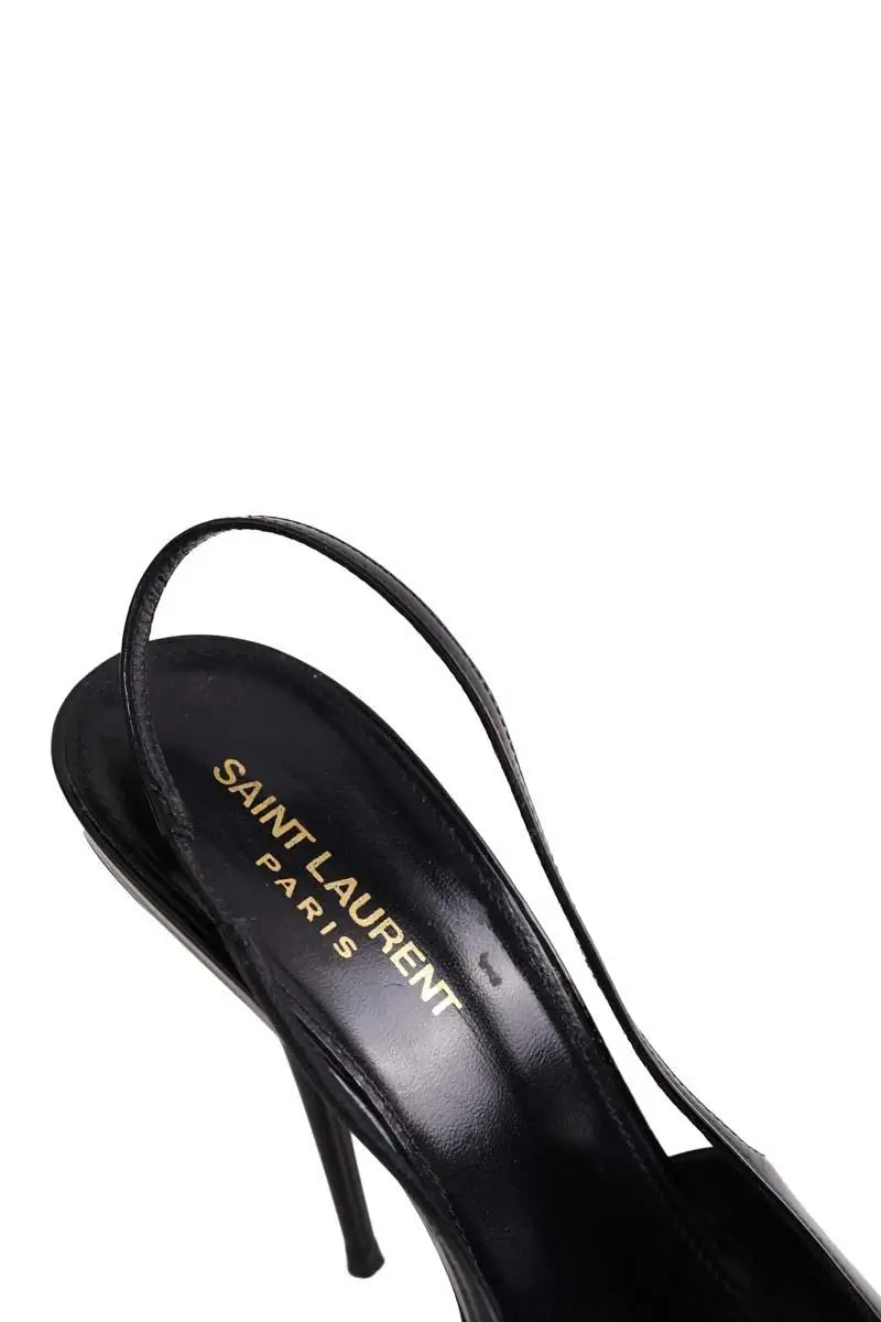 Talons Saint Laurent Noir en Cuir verni
