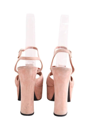 Talons Saint Laurent Rose en Daim