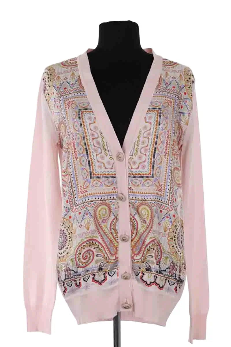 Cardigan Etro Rose en Coton, taille S - Seconde Main