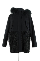 Manteau Maje Noir en Fourrure, taille S - Seconde Main