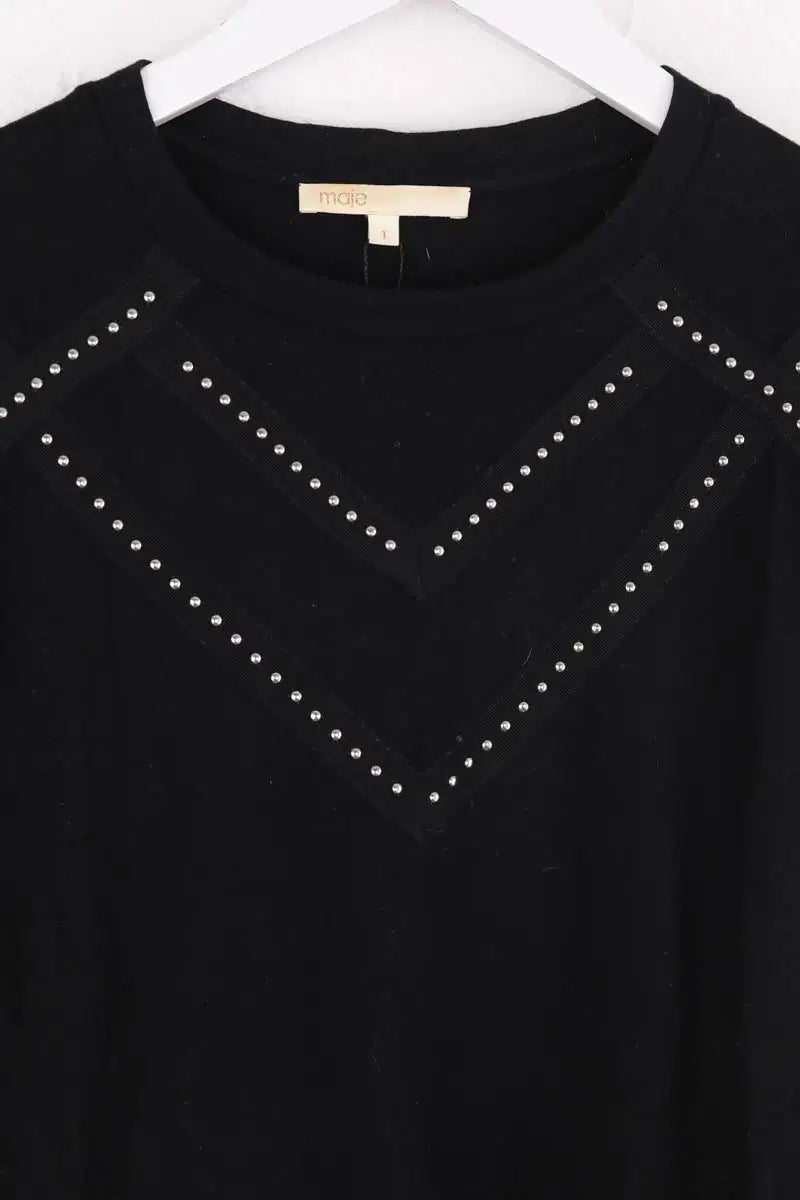 T-shirt Maje Noir en Coton