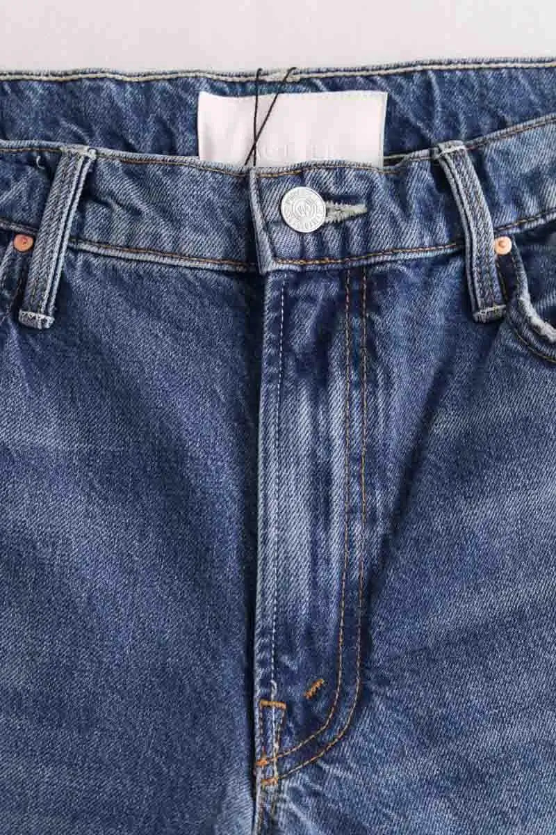 Jean droit Mother The Reifler Early Blue Bleu en Coton