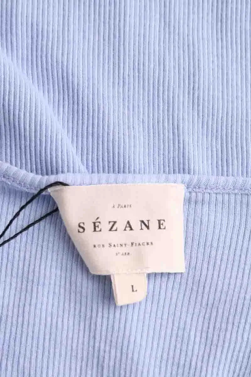 Top sans manche Sézane Bleu en Coton