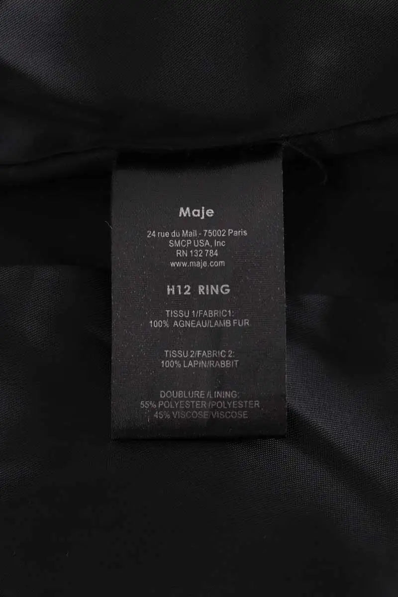 Manteau Maje Noir en Fourrure
