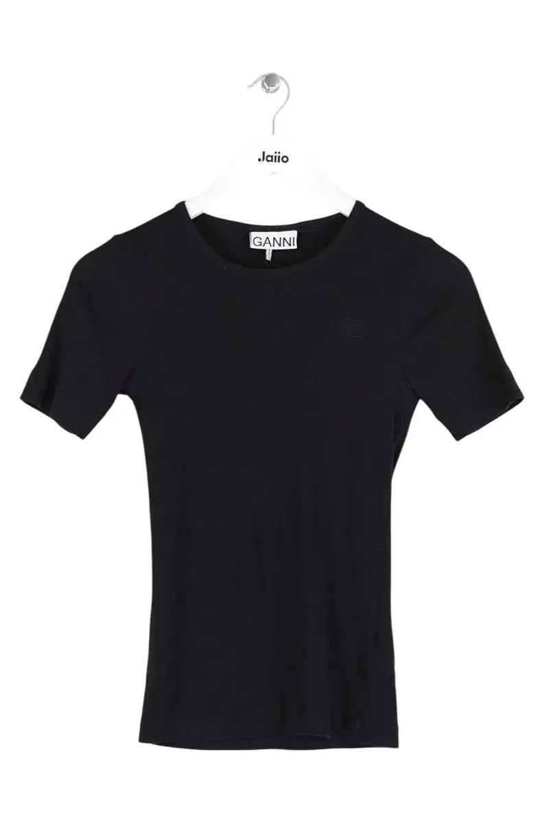 T-shirt Ganni Noir en Coton, taille XXS - Seconde Main