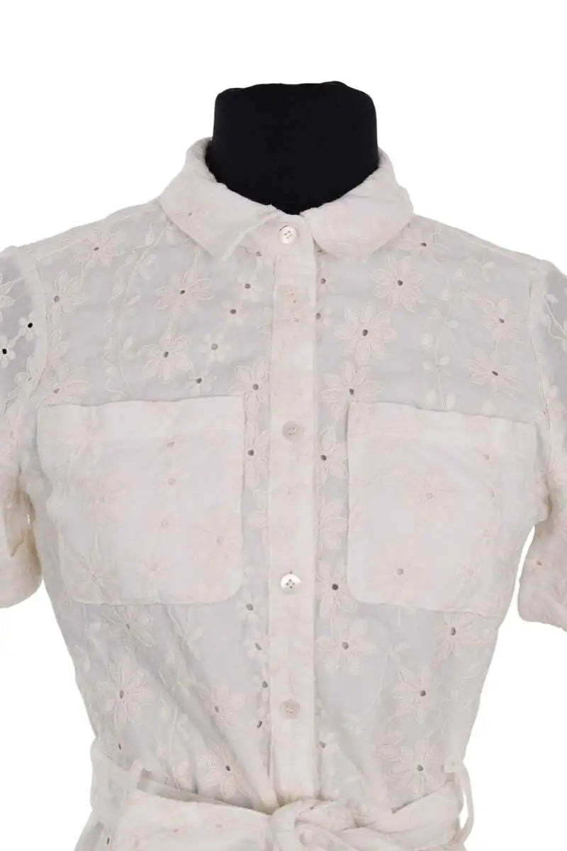 Robe Sézane Ecru en Coton, taille XS - Seconde Main