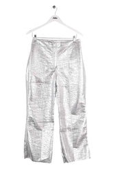 Pantalon droit Manoush Pant vinyl basic Argent en Synthétique, taille M - Seconde Main