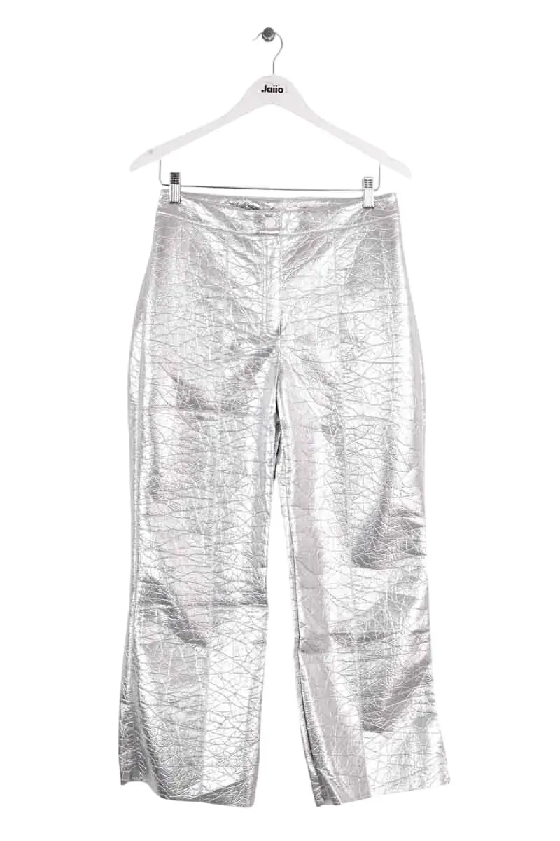 Pantalon droit Manoush Pant vinyl basic Argent en Synthétique, taille M - Seconde Main