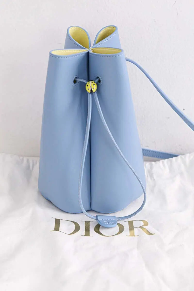 Mini sac Dior Mini sac seau Petit Trèfle  Bleu en Cuir