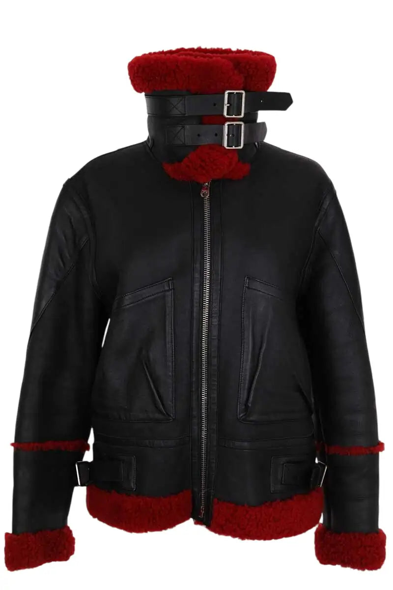 Veste Sandro Noir en Cuir, taille M - Seconde Main