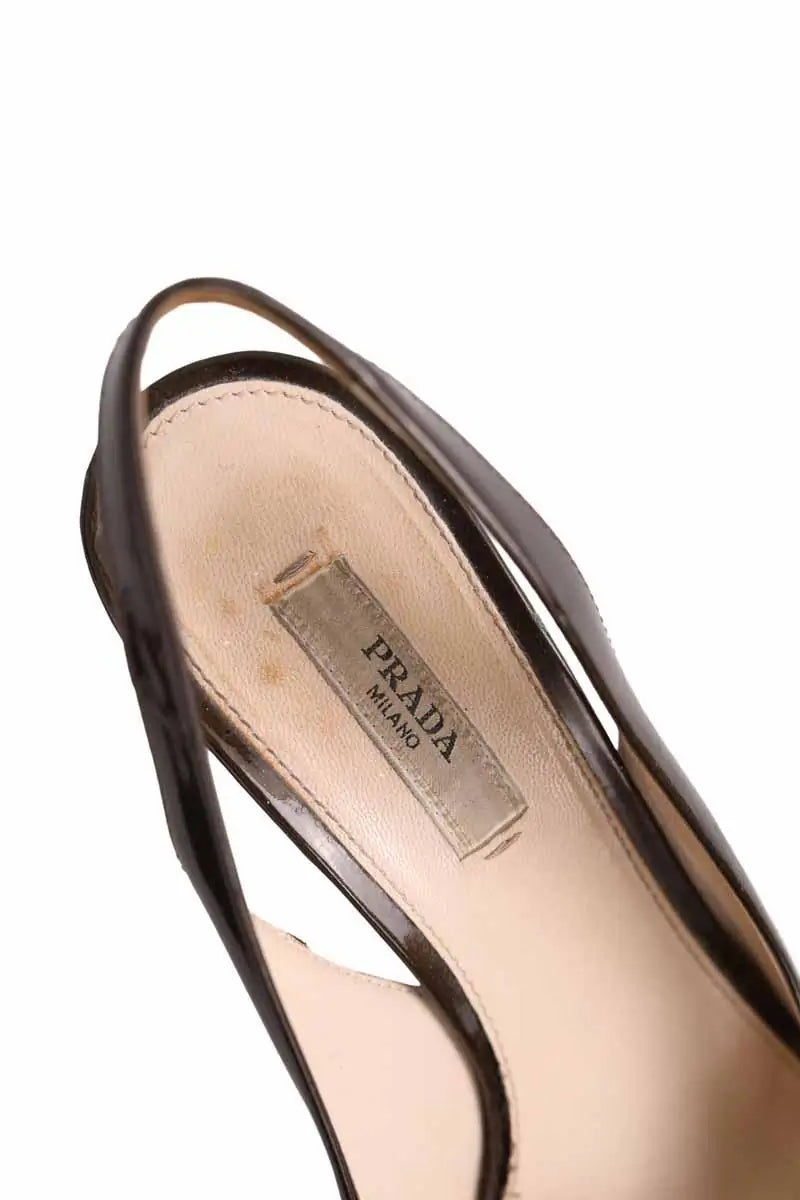 Talons Prada Kaki en Cuir verni